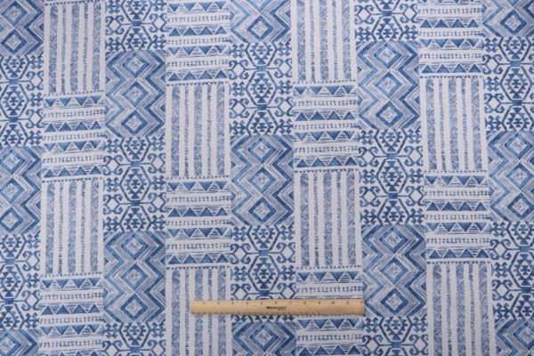 Mill Creek Indrani Printed Cotton Drapery Fabric in Denim