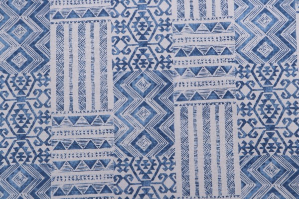 Mill Creek Indrani Printed Cotton Drapery Fabric in Denim