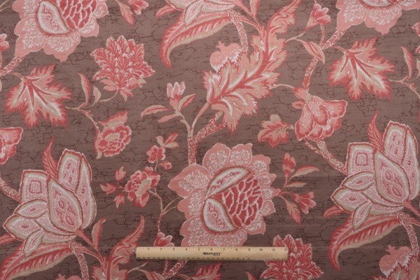 Thibaut Jacobean Trail F93308 Printed Drapery Fabric in Brown