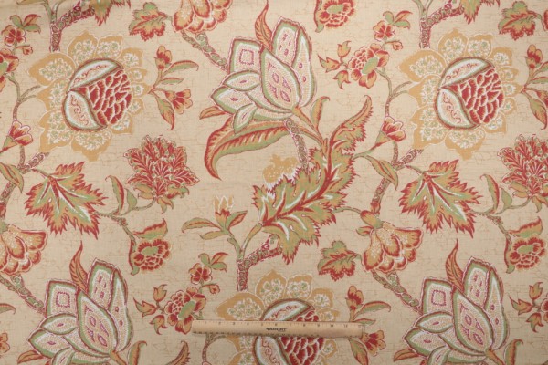 Thibaut Jacobean Trail F93312 Printed Drapery Fabric in Gold