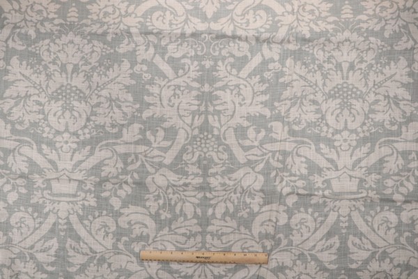 Thibaut Residence Damask F91349 Printed Linen Blend Drapery Fabric in Slate Blue