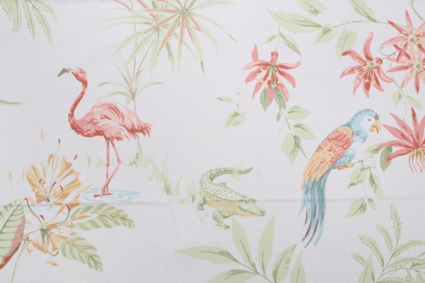 Click for 1.63 Yards Thibaut Flamingo F96746 Printed Cotton Drapery Fabric in Cream Thibaut Flamingo F96746 Printed Cotton Drapery Fabric in Cream