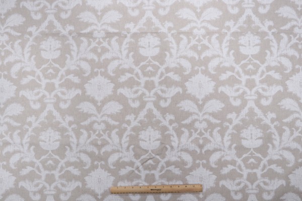 Thibaut Anita Damask F98635 Printed Drapery Fabric in White on Natural