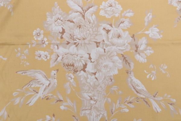Thibaut Robin F91319 Printed Cotton Drapery Fabric in Gold