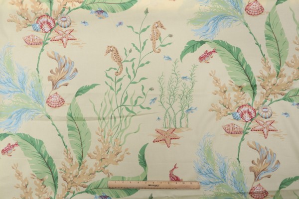 Thibaut Tidal Pool F96702 Printed Cotton Drapery Fabric in Yellow