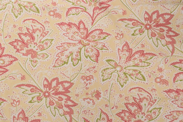 Thibaut Brunswick F9106 Printed Cotton Twill Drapery Fabric in Yellow