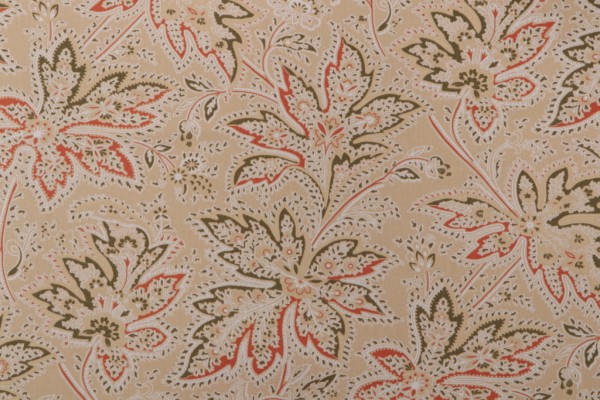 Thibaut Brunswick F9105 Printed Cotton Twill Drapery Fabric in Beige