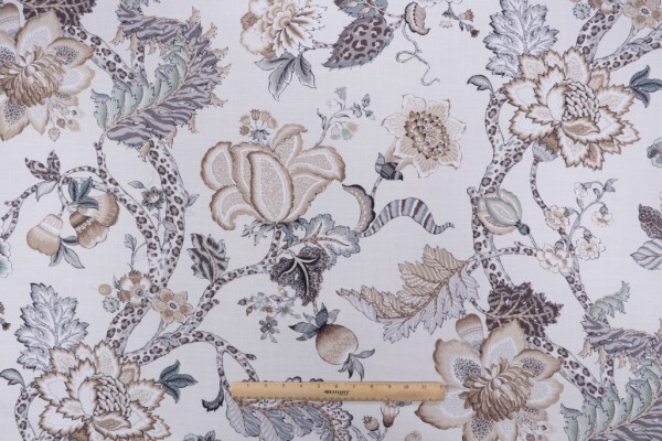Kaufmann Makalo Printed Cotton Drapery Fabric in Ecru 