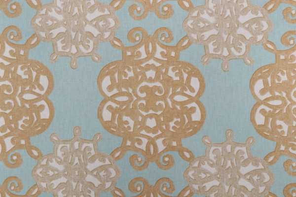 Click for Thibaut Jakarta F98611 Printed Drapery Fabric in Aqua and Beige  Thibaut Jakarta F98611 Printed Drapery Fabric in Aqua and Beige