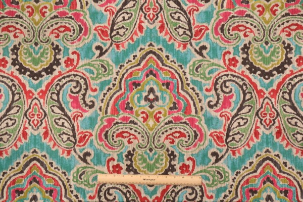 Waverly Artesanias Ikat Printed Cotton Drapery Fabric in Caliente