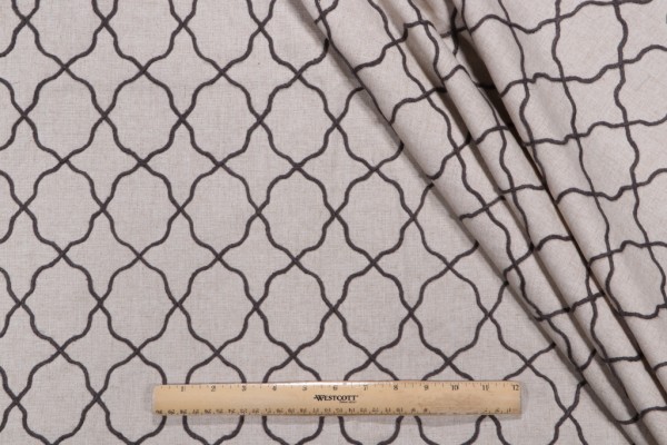 Manchester Embroidered Drapery Fabric in Graphite