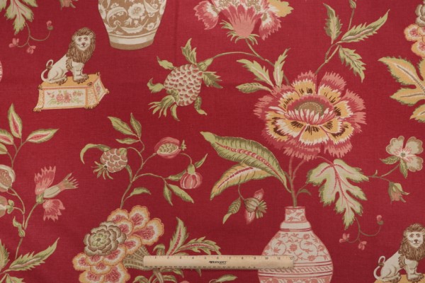 Thibaut Marrakesh F93328 Printed Drapery Fabric in Red