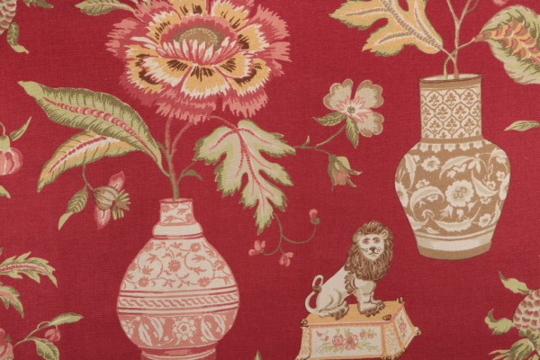 Thibaut Marrakesh F93328 Printed Drapery Fabric in Red