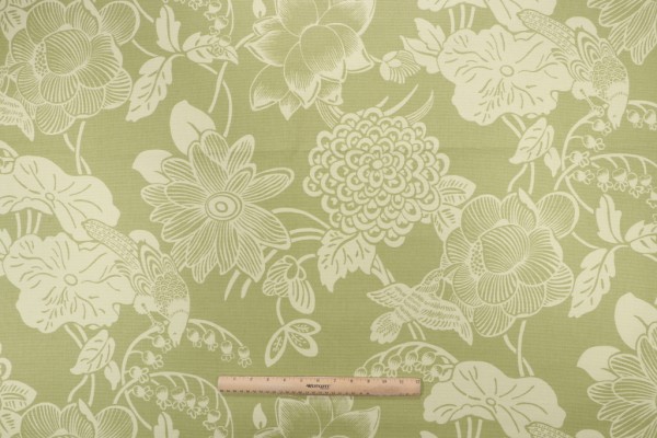 Thibaut Cut Paper F95334 Printed Cotton Drapery Fabric in Green