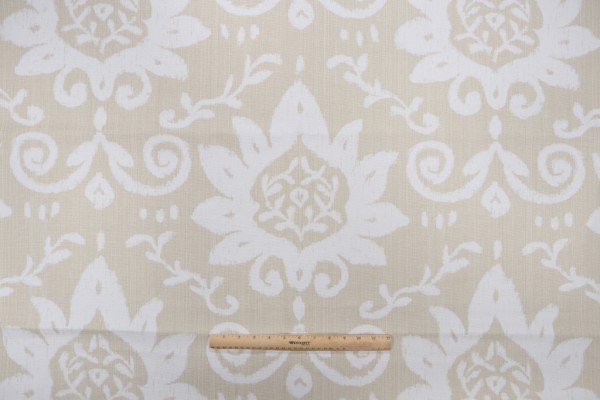 Thibaut Bridgewater Damask F9162 Printed Cotton Drapery Fabric in Beige