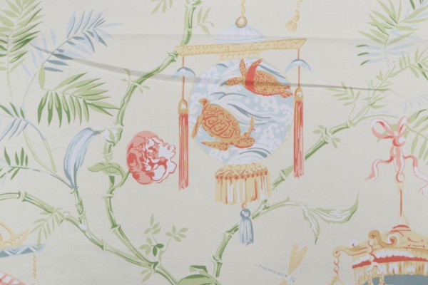 Thibaut Lanterns F95314 Printed Cotton Drapery Fabric in Cream
