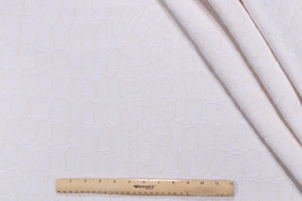 Crocodile Woven Upholstery Fabric in Bleach