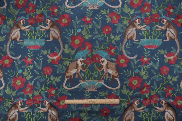 Kaufmann Cheeky Monkey Embroidered Drapery Fabric in Persian 