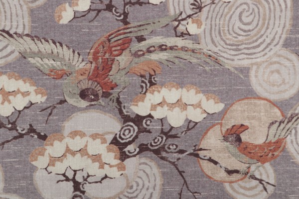 P Kaufmann Kyomi Printed Cotton Drapery Fabric in Pewter 