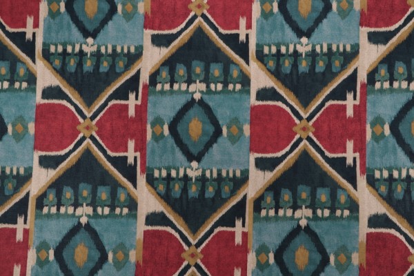 P Kaufmann Irmira Printed Cotton Drapery Fabric in Peacock 