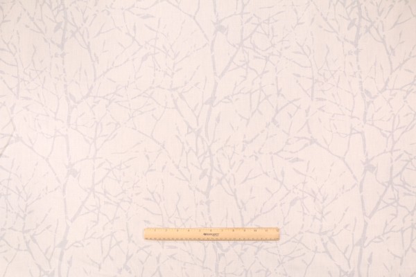 Designer Branches by Jeffery Allen Marks Printed Linen Drapery Fabric in Pewter