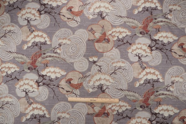 P Kaufmann Kyomi Printed Cotton Drapery Fabric in Pewter 