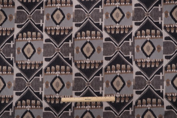 Kaufmann Irmira Printed Cotton Drapery Fabric in Peppercorn 