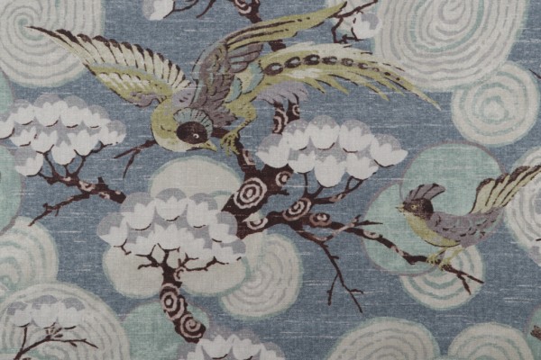 Kaufmann Kyomi Printed Cotton Drapery Fabric in Teal 