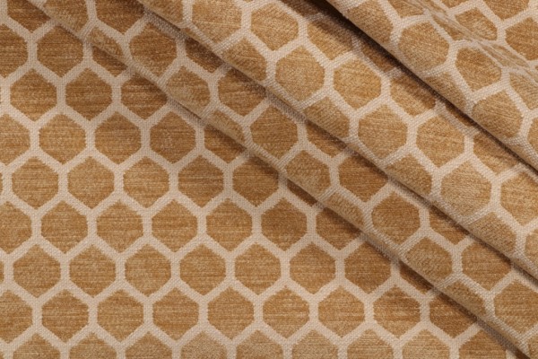 PK Lifestyles Honeycomb Performance Woven Chenille Upholstery Fabric in Golden 
