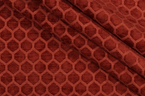 Sample of PK Lifestyles Honeycomb Performance Woven Chenille Upholstery Fabric in Cinnabar 