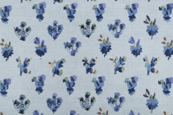 Waverly Cache Printed Cotton Drapery Fabric in Chambray 