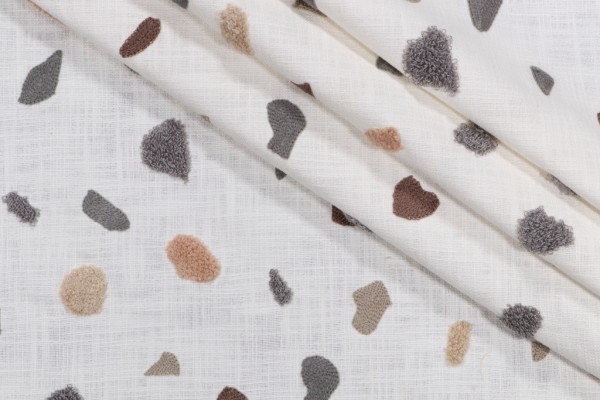 Sample of PK Lifestyles Terrazzo Embroidered Drapery Fabric in Mineral 