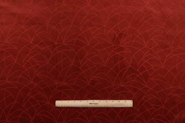 PK Lifestyles Curvature Embroidered Velveteen Decorator Fabric in Cinnabar 