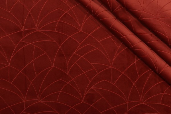 PK Lifestyles Curvature Embroidered Velveteen Decorator Fabric in Cinnabar 