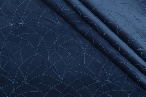 PK Lifestyles Curvature Embroidered Velveteen Decorator Fabric in Indigo 