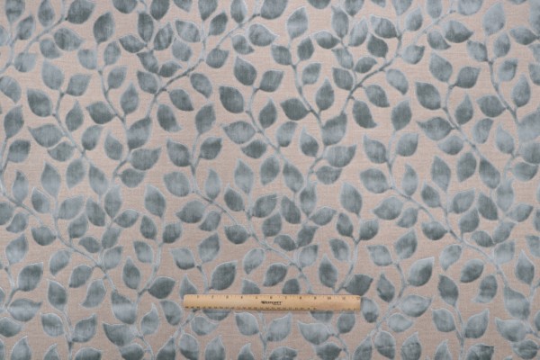 PK Lifestyles Lovely Leaf Velvet Upholstery Fabric in Lagoon 