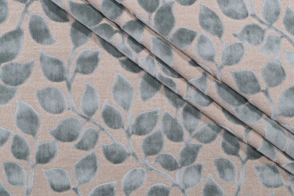 PK Lifestyles Lovely Leaf Velvet Upholstery Fabric in Lagoon 