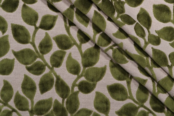 Sample of PK Lifestyles Lovely Leaf Velvet Upholstery Fabric in Forest 