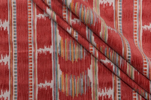 PK Lifestyles Velvet Ikat Upholstery Fabric in Carnival 