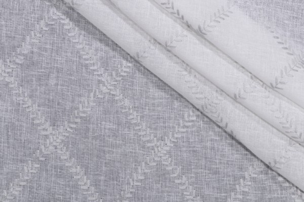 PK Lifestyles Corina Embroidered Sheer Drapery Fabric in Silver 