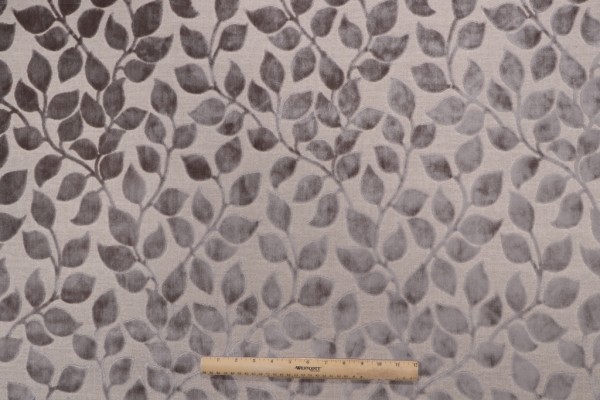 PK Lifestyles Lovely Leaf Velvet Upholstery Fabric in Driftwood 
