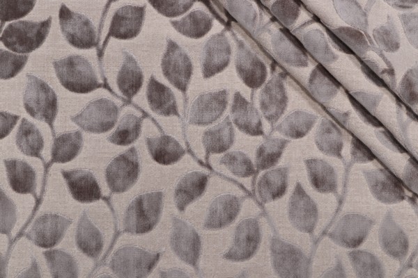 PK Lifestyles Lovely Leaf Velvet Upholstery Fabric in Driftwood 