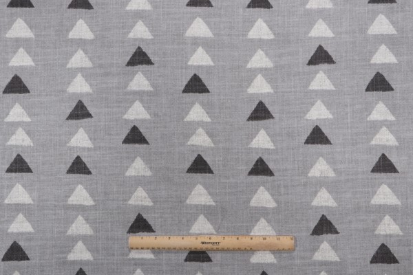 PK Lifestyles Nomadic Triangles Printed Drapery Fabric in Sterling 