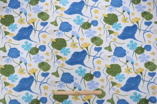 Click for Elana Gabrielle Nasturtiums Printed Cotton Drapery Fabric in Blueberry for PK Lifestyles  Elana Gabrielle Nasturtiums Printed Cotton Drapery Fabric in Blueberry for PK Lifestyles
