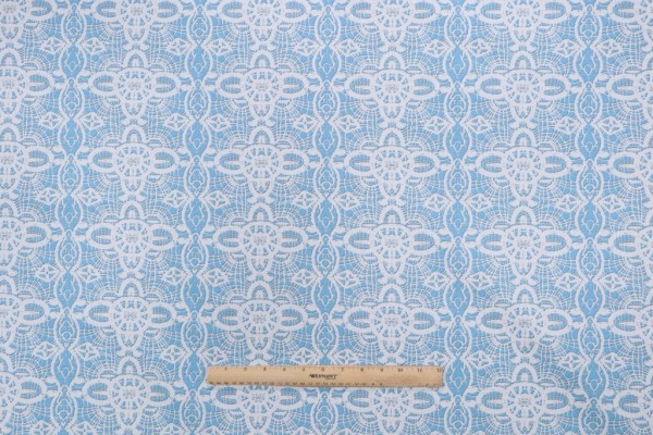 Nicolette Mayer Boho Chic Printed Cotton Drapery Fabric in Palm Blue for At Home