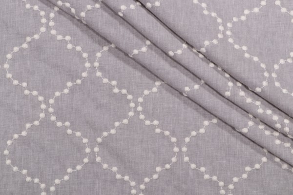 Click for 12.38 Yards Kelly Ripa Home Pearl Drop Embroidered Drapery Fabric in Smoke Kelly Ripa Home Pearl Drop Embroidered Drapery Fabric in Smoke
