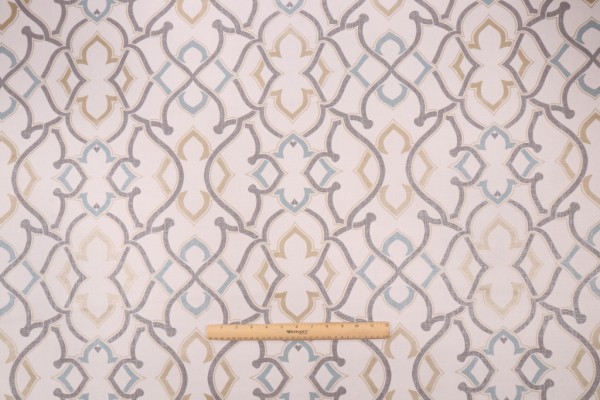 PK Lifestyles Linked Printed Cotton Drapery Fabric in Mineral