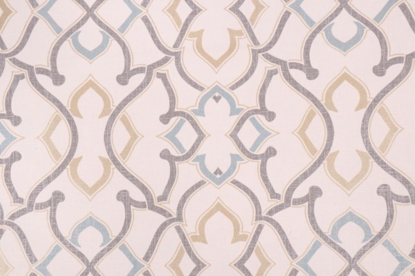 PK Lifestyles Linked Printed Cotton Drapery Fabric in Mineral