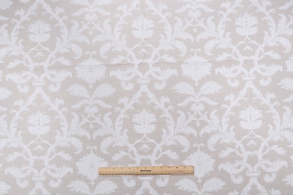 Thibaut Anita Damask F98635 Printed Drapery Fabric in White on Natural