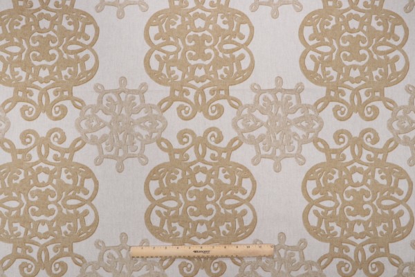 Thibaut Jakarta F98616 Printed Drapery Fabric in Flax